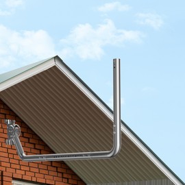 Antenna Mount for Long Wall - Stainless Steel Long Eaves Mast Mounting Bracket Kit with 90 Degree Elbows, Length Adjustable Extend Pipe, Fixing Screws, for Outdoor TV Antennas, Starlink WiFi Extender