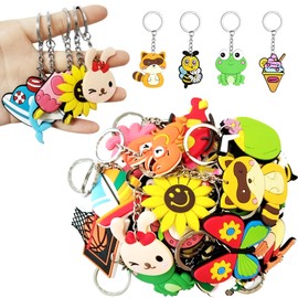XITDW 30pcs thicken Cute Bulk Keychains,Non-Repeat Cartoon Key Chains Backpack Charms for Classroom Prizes Holiday Gifts Party Favors