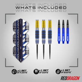 RED DRAGON Luke Humphries 23 Gram Professional Tungsten Darts Set with Flights and Stems