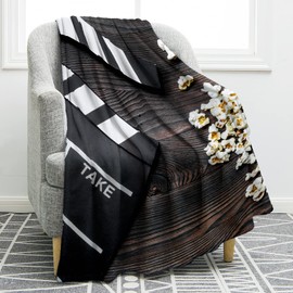 Jekeno Movie Clapboard Gifts Throw Blanket, Theater Home Film Cinema Decor Popcorn Gifts for Women Men Movie Lover Adult Boy Girl Director Acting Gift