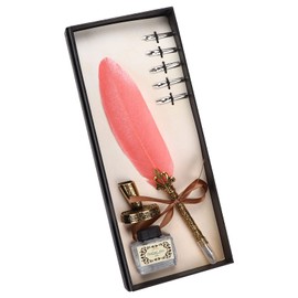 Quill Pen Set, Craft Calligraphy Pen Kit Retro for Students for Calligraphy Practicing for Writing for Teachers(pink)