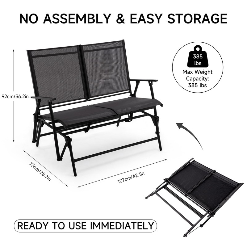 Zedachica 2-Person Outdoor Glider Bench No Assembly Required, Glider Loveseat