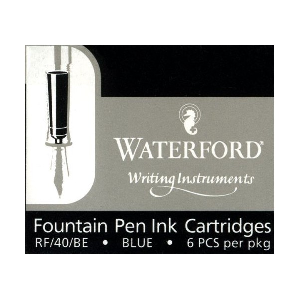 Waterford Blue Fountain Pen Ink Cartridges - Pack of Six