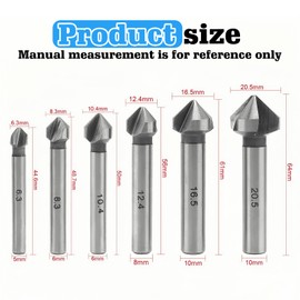 Countersink 6-Piece Drill Bit HSS: TOATELU Taper and Deburring Countersink Set Diameter 6.3-20.5 mm, 90°, Countersink Drill Bit Set Countersink Drill Bit in Metal Box for Wood, Metal, Plastic