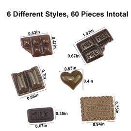 60 Pieces Simulation Chocolate Resin Flaback Cabochon Slime Charms Resin Chocolate Slime Beads Fake Resin Chocolate Candy for DIY Craft
