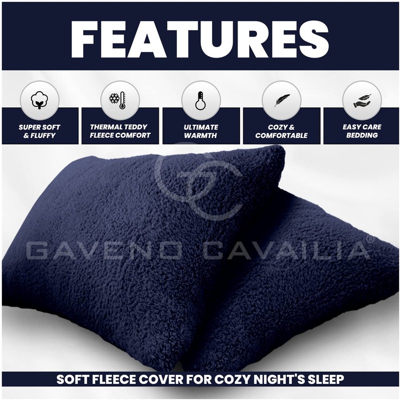 GC GAVENO CAVAILIA 2 Pack Teddy Fleece Pillow Cases -