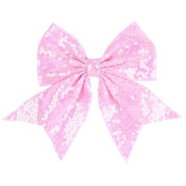 Lofruiin Sparkly Sequins Big Bow Hair Clip Large Cheerleading Bow with Alligator Clip, Glitter Hair Accessories for Girls, Women, Teens (Pink)