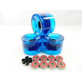 70mm Longboard Skateboard Wheels + ABEC 7 Bearings Spacers (Gel Blue)