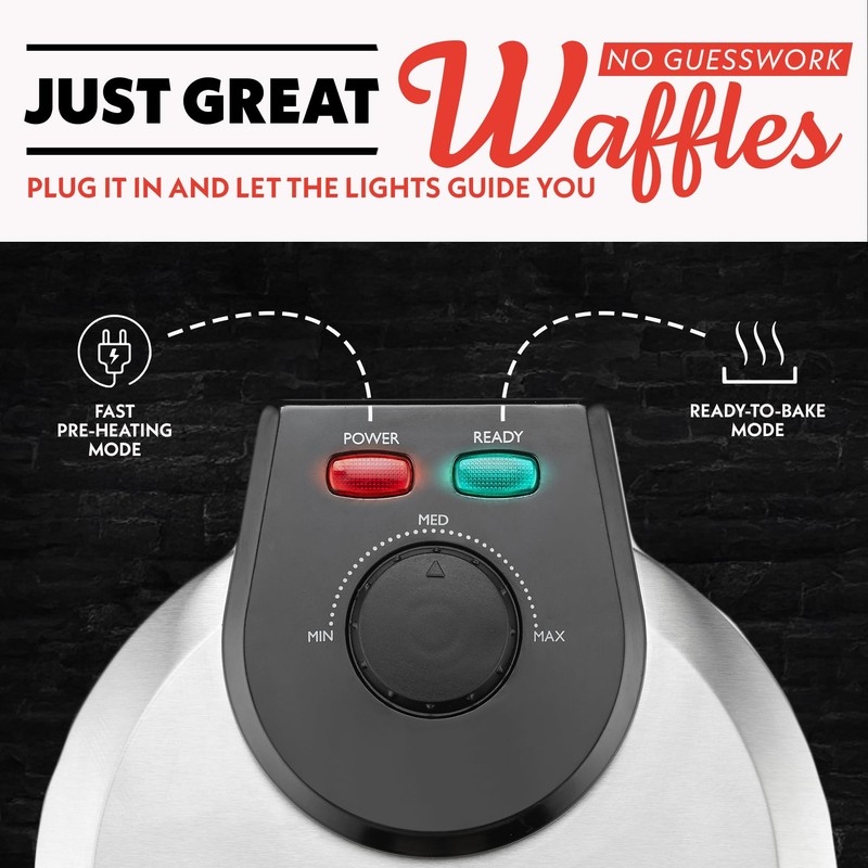 Gourmia Belgian Waffle Maker – Compact Design with Upright Storage,