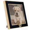 4x4 Black Enamel on Gold Metal Frame - Dog Paw
