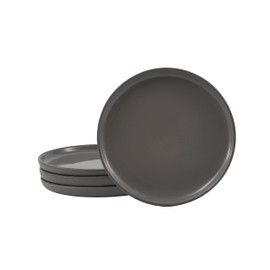 Bico Reactive Glaze Dark Grey 7 inch Stoneware Salad Plates Set, Set of 4, Microwave and Dishwasher Safe, for Salad, Appetizer, Side Dishes, Tapas