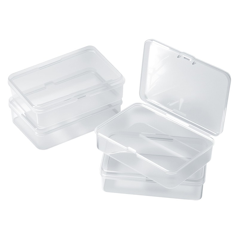 4 Pcs Mini Clear Plastic Storage Containers Box, 3.7x2.5x1 Inches