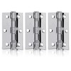 XFORT 3 inch (75mm) Polished Chrome Ball Bearing Hinges, Steel