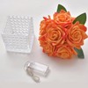 Fule Artificial Silk Rose Flower Centerpiece Arrangement in Glass Vase