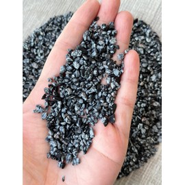 GAF TREASURES GAF TREASURES 2 oz Lot Natural Semi Tumbled Gemstone Chips, Crushed Mini Crystals, Undrilled Crystal Chips (Snowflake Obsidian)