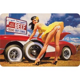 eat more beef Pin Up Corvette Blechschild Gewölbt Neu 20x30cm VS2649