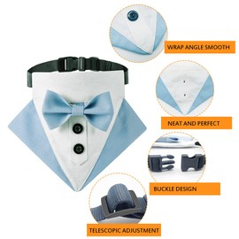 Dog Bandana, Adjustable Bow Tie Boy Dog Collar for Small Medium Large Dog Pets Wedding, Birthday, Party Tuxedo