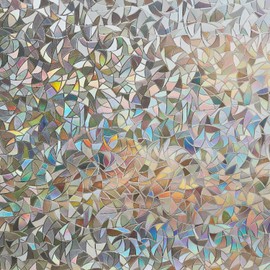 LEMON CLOUD Window Film, Stained Glass Window Film for Privacy, Decorative Window Privacy Film, Window Tint for Home, Rainbow Static Cling, Frosted No Glue, Anti-UV (Black-T, 17.5 x 78.7inches)