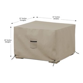 Covers & All Outdoor Ottoman Cover, 12 Oz Waterproof Ottoman Slipcover with UV-Resistant Properties, Square Patio Furniture Cover Suitable for Indoors/Outdoors (23" L x 23" W x 18" H, Beige)