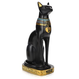 HERCHR Egyptian Cat Statue, Bastet Cat Bastet Cat, Black Cat Figures Collectible Sculpture for Home Office Bar Decoration (M)