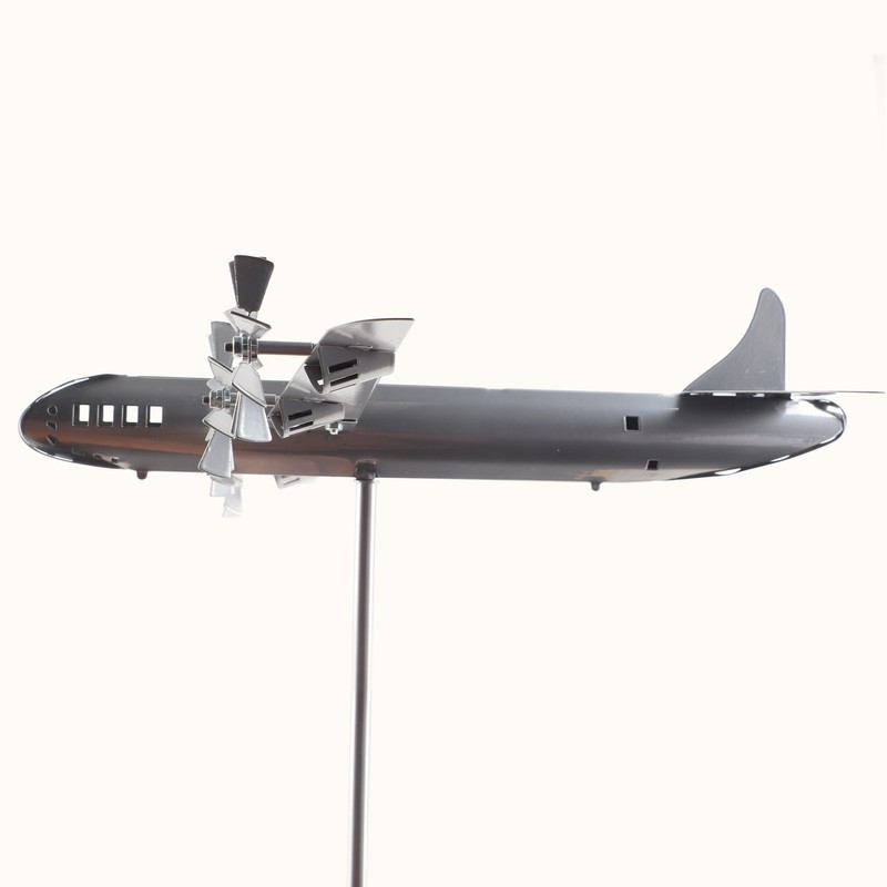 Aircraft Wind Sculpture Wind Powered Rotate Stainless Steel Airplane Windmill