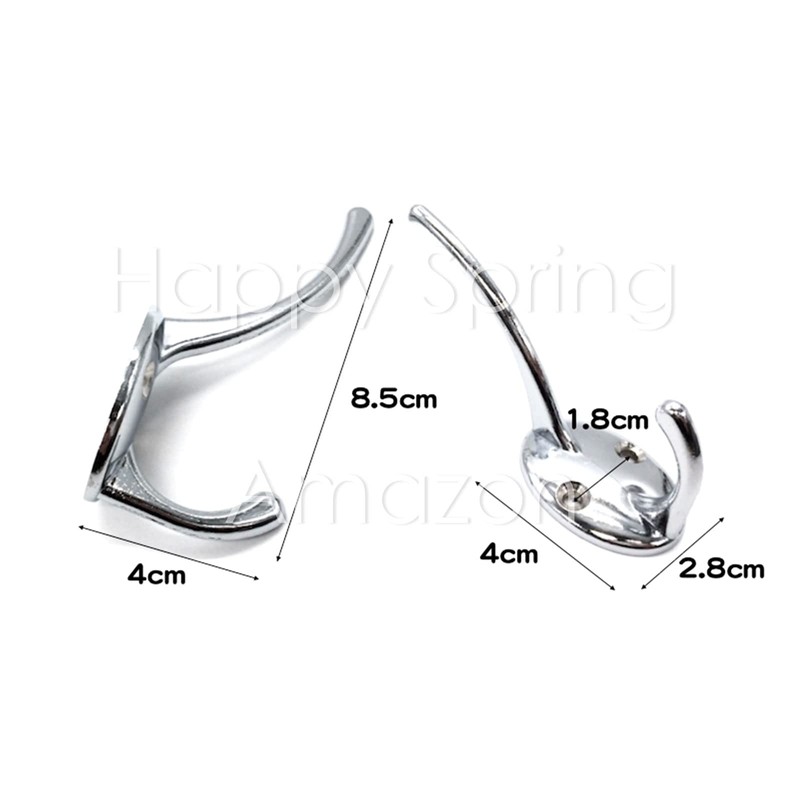Happy Spring Wall Hanging Hooks Silver Large (Double Hook Shape,