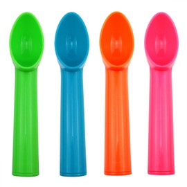 Yocimango 4PCS Plastic Ice Cream Scoop Orange Green Blue Pink One Each For Ice Cream Fruit Watermelon Scoop and Other Kitchen Tools (Orange Green Blue pink)