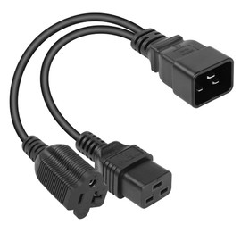 SinLoon IEC 320 C20 to C19+5-20R Power Cord,C20 Male to C19+5-20R Y Splitter Adapter Extension Power Cable Cord (Black C20 to C19+5-20R)