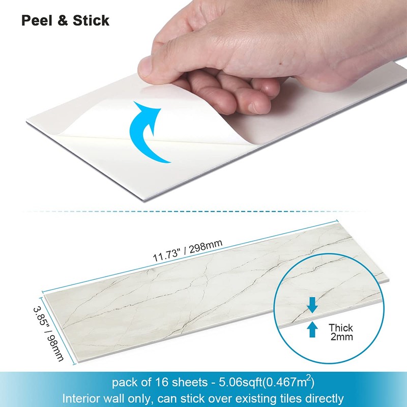 BeNice Peel and Stick Backsplash for Kitchen Tile,Peel and Stick