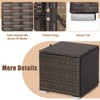 RELAX4LIFE Wicker Outdoor Storage Ottoman, 2-Piece Rattan Footstool w/Removable Cushion,