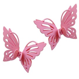 Lovely Pink Butterfly Curtain Tiebacks 2Pcs - SiegYma Cute Girlie Bedroom Curtain Holdbacks, Decorative Drapery Clips, Wall-Friendly Bow Tiebacks for Drapes (Pink)