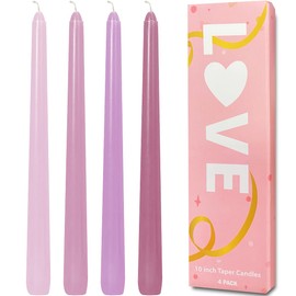 Topsics 10 Inch Pink Taper Candle Set of 4, Purple Taper Candles Candlesticks for Mother's Day, Valentine's Day, Unscented Smokeless Long Tall Tapered Candles for Party, Wedding