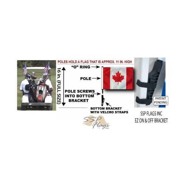 SSP Flags Canada Golf Cart Flag EZ On & Off Bracket