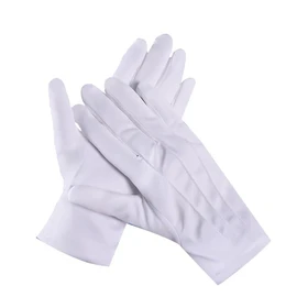 Domicubes 2 Pairs of White Gloves with Buttons, Polyester Thin Glove Parade Glove Etiquette Gloves for Men and Women for Formal Tuxedos, Ceremonial Team Uniforms, Santa Claus, White