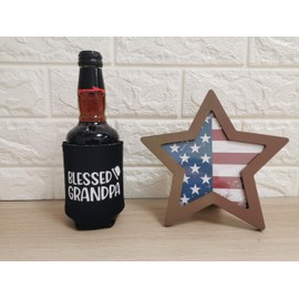 Tainada Neoprene Beer Beverage Drink Can Coolie Cooler Insulators (2 pcs,Double Sided Printing) + One Coaster (Blessed Grandpa)