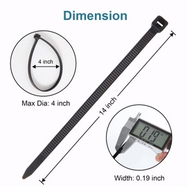 Zip Ties 14 inch(100 Pack), 60 lb, Black Heavy Duty Wire Ties, UV Resistant Cable Ties for Indoor and Outdoor Use, LOCKLOCK