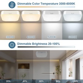 WhitePoplar Motion Sensor Rechargeable Ceiling Light Indoor with Remote, Wireless Battery Operated Rechargeable Sensor Light for Closet, Garage, Hallway, 3000K-6000K Battery Powered Shower Lights