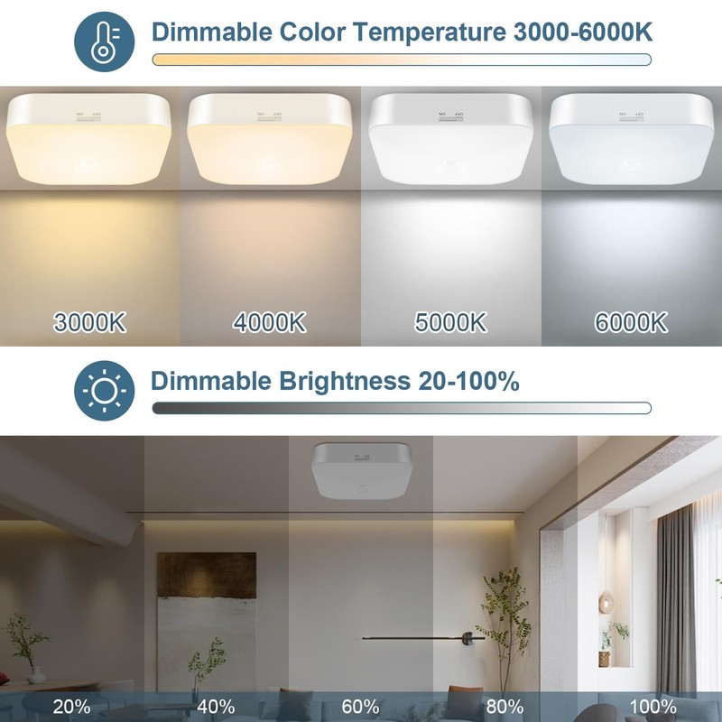 WhitePoplar Motion Sensor Rechargeable Ceiling Light Indoor with Remote, Wireless