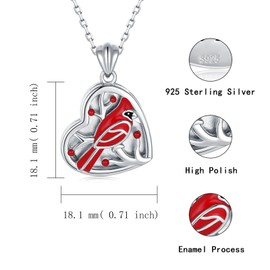 Locket Necklace for Women - Sterling Silver Oval Turquoise Flower Lockets Pendant that Holds Pictures Vintage Jewelry Memorial Gifts for Women (Cardinal)