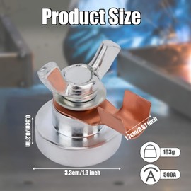 Fukaisu Welding Magnetic Grounding Clamp, Strong Magnetism Welding Support Clamp Tool with Metal Terminal Replacements Large Suction Weld Accessories for Stable Conductivity