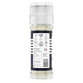 Le Marinier French Sea Salt Dry Grey Coarse, 3oz Refillable Glass Grinder. Mineral Rich 100% Natural and Unrefined. Coarse Celtic Salt Organic. Hand Harvested Mineral Salt (3oz)