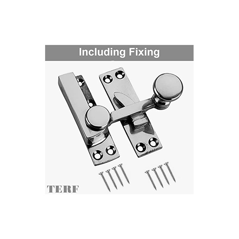 TERF® Traditional Polished Chrome Sash Window Lock Fastener Arm Type