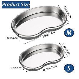 Set of 2 Ierenschell, Stainless Steel, Metal Tray, Kidney Bowl, Reusable Metal Kidney Tray, Stainless Steel Curved Trays, for Storing Small Tools