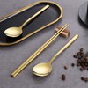 Gold Silverware Set for Camping. Lightweight & Portable Reusable Chopsticks