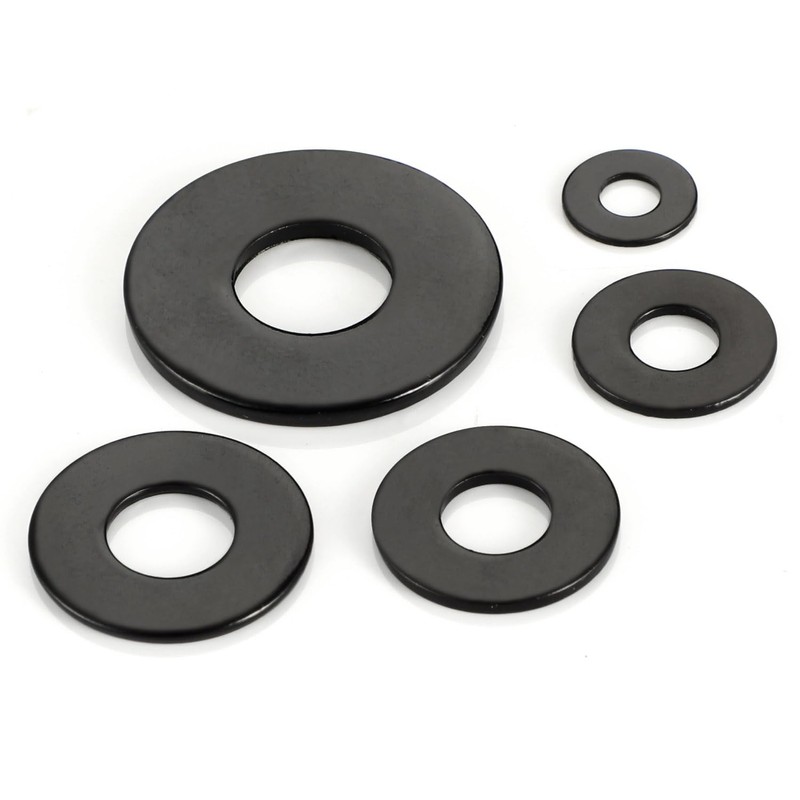100 PCS #8 Black Flat Washer, 3/7" Outer Diameter, 304