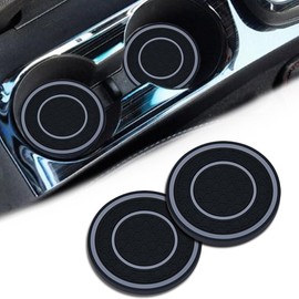 2 Pack Car Coasters for Cup Holder, 2.75 Inch Universal Auto Waterproof Coasters Silicon Insulation Cup Mats,No-Slip Anti Dust Insert Coaster for Woman Man, Suit for Vehicle Interior (2, Gray)