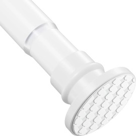 White Adjustable Tension Shower Rod 18-32 Inches Short Non-Slip Spring Curtain Rod Stainless Steel No Drilling Neededcolor: White Y2(18-32in)