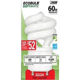 Feit Electric Bpesl13t/Gu24 13 Watt Gu24 Ecobulb Mini Twist Cfl Light Bulb