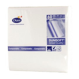 Duni Uni-Colour White Dunisoft Napkins, 40 x 40cm, 1/4 Folded