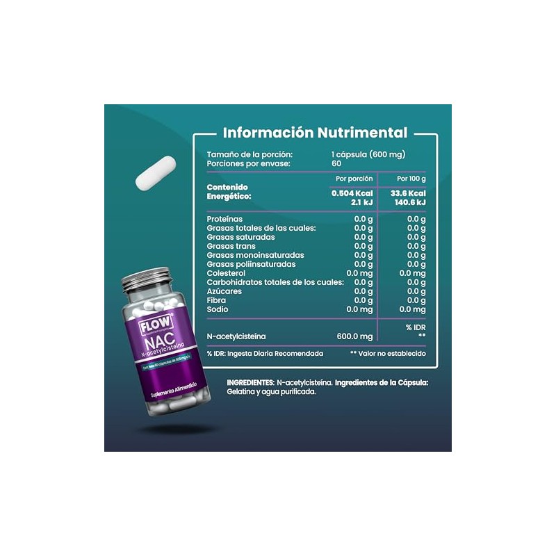 NAC N-acetilcistena - 60 Cpsulas de 600 mg cu -